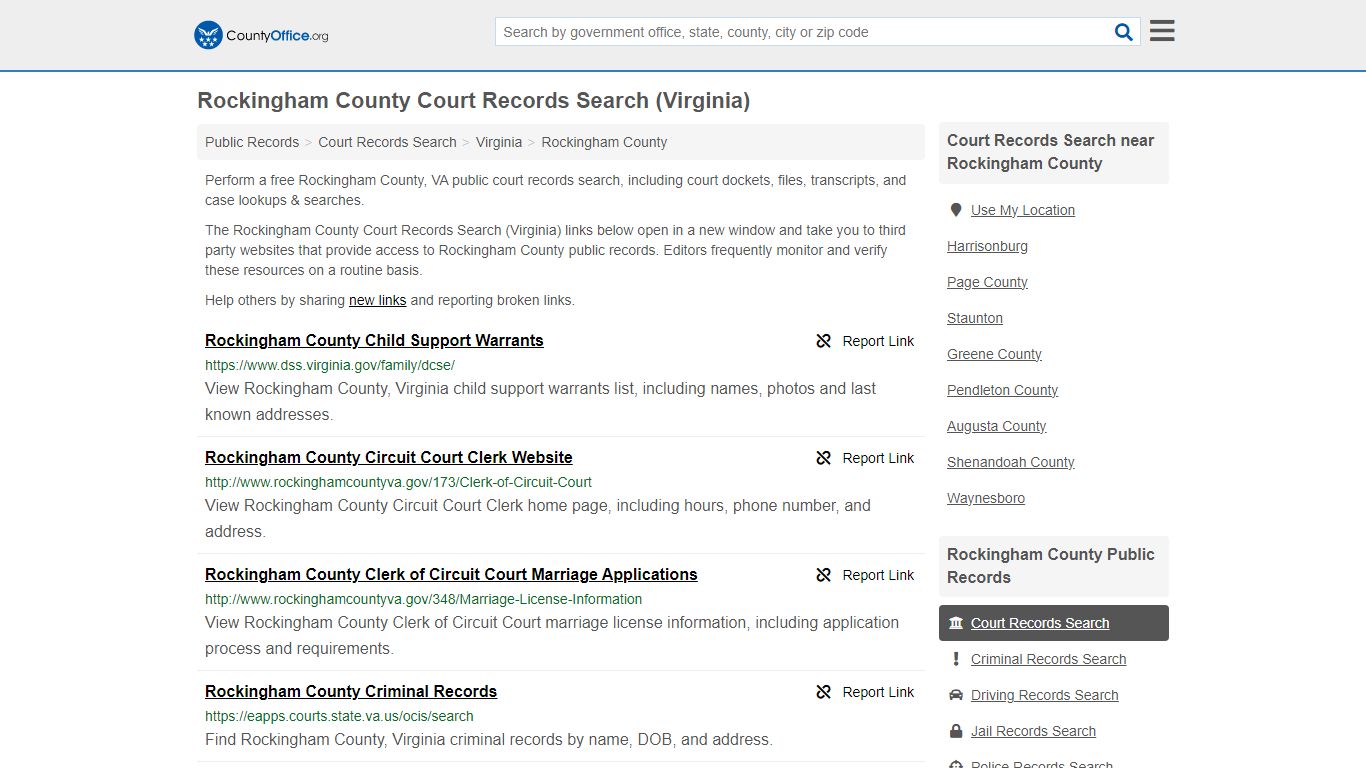 Rockingham County Court Records Search (Virginia) - County Office